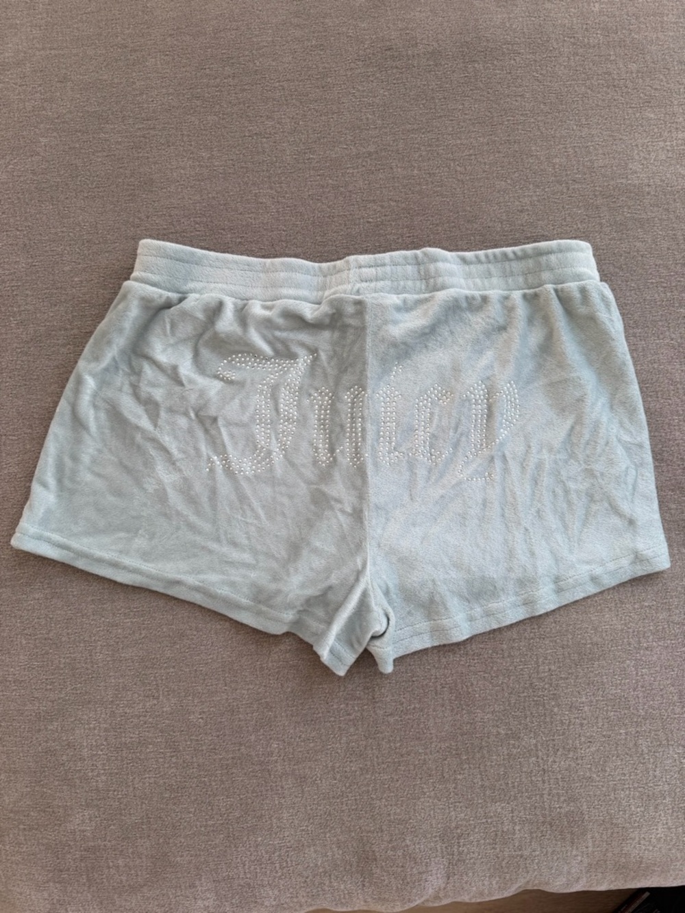 Juicy Couture Light Blue Terry Lounge Shorts with Pink Label